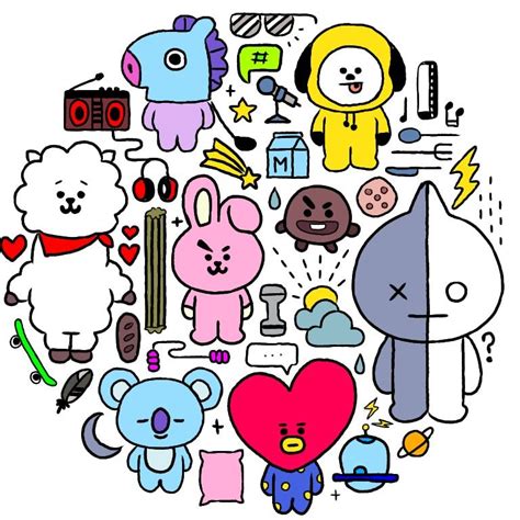 How To Draw Bt21 Characters 13 Best Bt21 Members Easy Drawing Bts ...