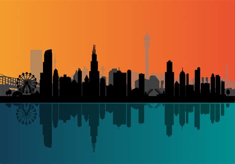 Vector Chicago Night Skyline 98647 Vector Art at Vecteezy