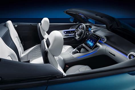 2022 Mercedes-AMG SL's interior has four seats and a hinged touchscreen ...