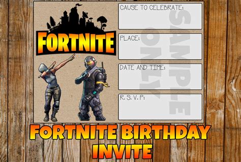 Diy Fortnite Birthday Invitations - Do It Yourself