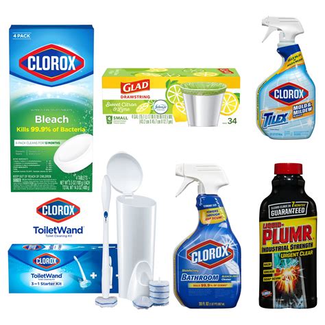 Clorox Bathroom Cleaning Supplies With Grout Cleaner Toilet Bowl Drain ...