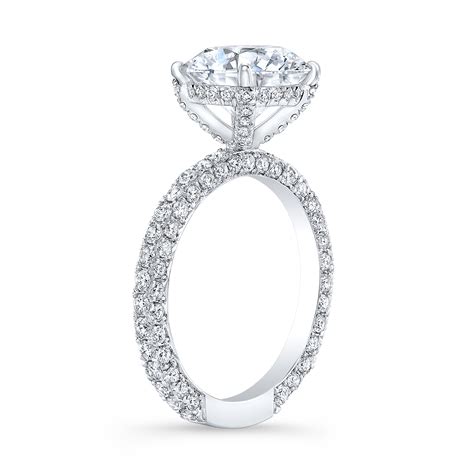 1.8ct. Round cut Natural Diamond Unique 3 Row Micro Pave Diamond Ring ...