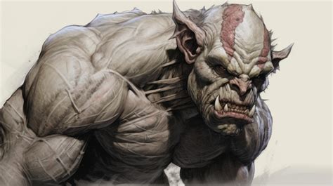 Giant Goblin Illustration In Dark White And Light Bronze | Premium AI ...