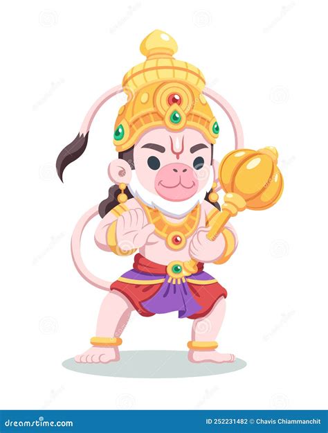 Bal Hanuman Cartoon Style On Dark Background Generative AI Stock ...