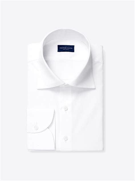 Albini White Stretch Poplin Shirt by Proper Cloth