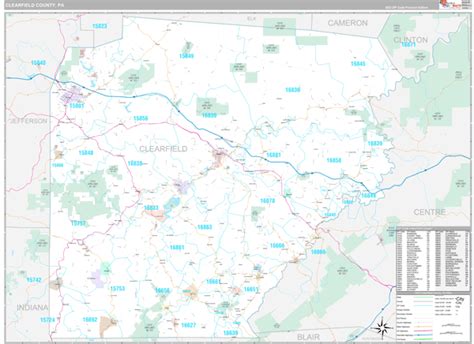 Clearfield County, PA Wall Map Premium Style by MarketMAPS - MapSales