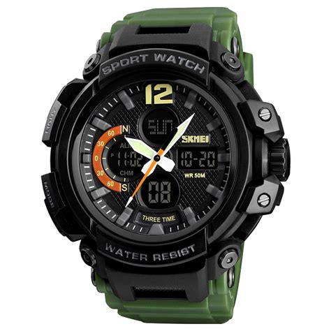 SKMEI 1343 Digital Watch Dual Display Chronograph 3 Time Waterproof ...