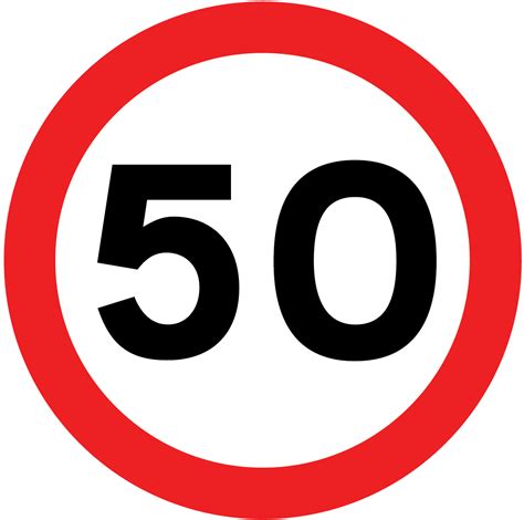 Maximum speed limit sign (50 mph) - Highway Code