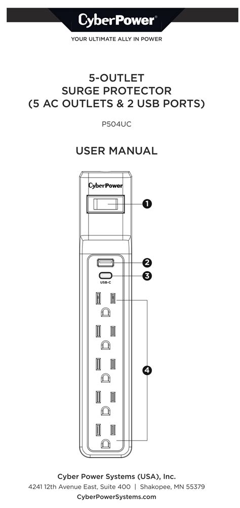 CyberPower P504UC 5 Outlet Surge Protector USB Ports User Manual