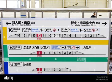 Japan. Shinkansen, bullet train, diagram of the different layouts of ...