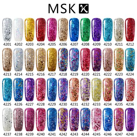 MSK Gel polish 50 color Diamond Glitter Soak off UV Led Gel Nail Polish ...