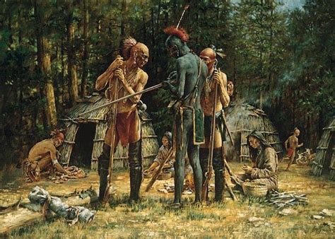 lenape artist | artist rendition, Lenni Lenape encampment, 1700s ...