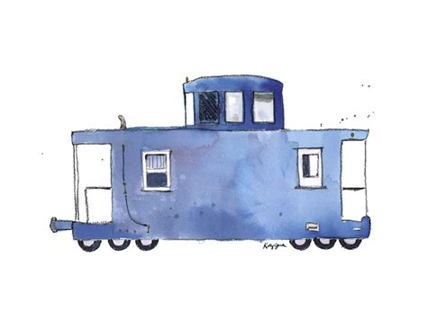 Caboose Train Print | Kids Wall Art | Nursery Decor – Little Splashes ...