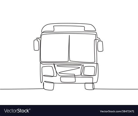 Continuous one line drawing front view bus Vector Image