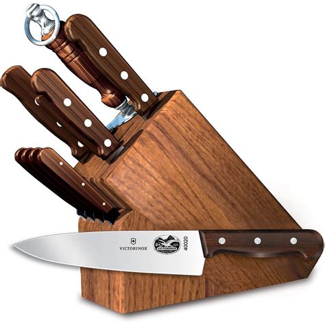 Victorinox 11-piece Knife Set With Oak Block Base, Maple Wood Handles ...