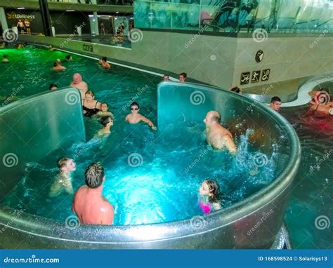 Michalovce, Slovakia - December 30, 2019: People Resting at Swimming ...