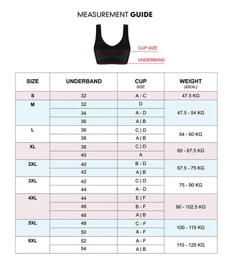 Plus Size Bra Chart Measurements