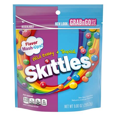 Buy SKITTLES Mash-Ups Wild Berry and Tropical Candy, 9-Ounce Bag Online ...