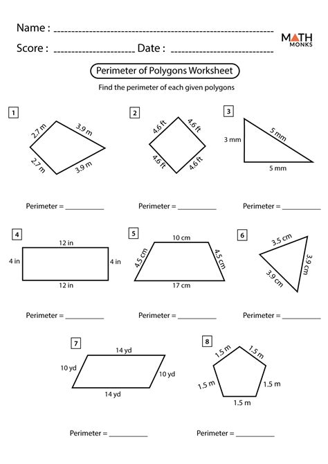 Perimeter of Polygons Worksheets - Math Monks