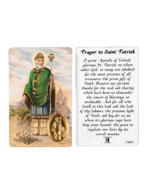 St Patrick Prayer Card with Foil Medal | Piety Stall for Catholic ...