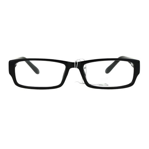 Mens Classic Narrow Rectangular Plastic Clear Lens Eye Glasses Black ...