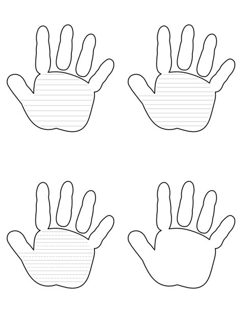 Free Printable Baby Handprint-Shaped Writing Templates