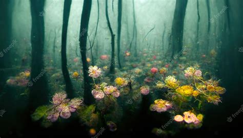 Premium Photo | Image of landscape with colorful flowers in forest