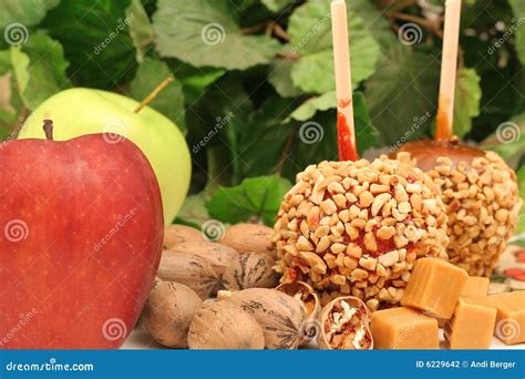 Candy Apples with Nuts & Caramel Stock Photo - Image of stuff ...