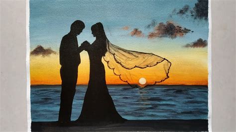 Easy Acrylic Painting for Beginners / A Romantic Couple On a Sunset ...