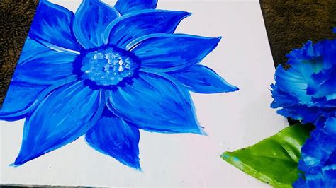 Easy Blue Flower Acrylic Painting - Goimages Net