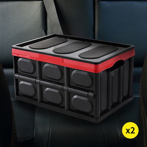 2 Piece Foldable Car Boot Organiser 55L - Black