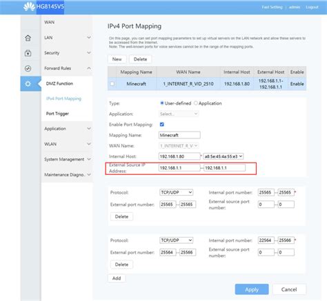 Cannot Port Forward on HG8145V5 - Huawei Enterprise Support Community