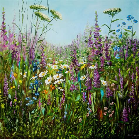 Floral Oil Painting Meadow Plants Art Wild Flowers Original Painting On ...