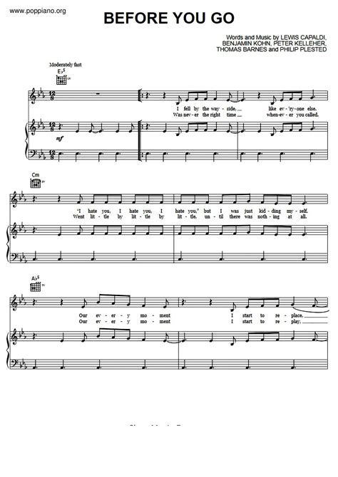 before you go | Sheet Music | Piano Score Free PDF Download | HK Pop ...