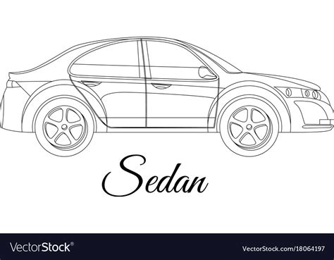 Sedan saloon car body type outline Royalty Free Vector Image