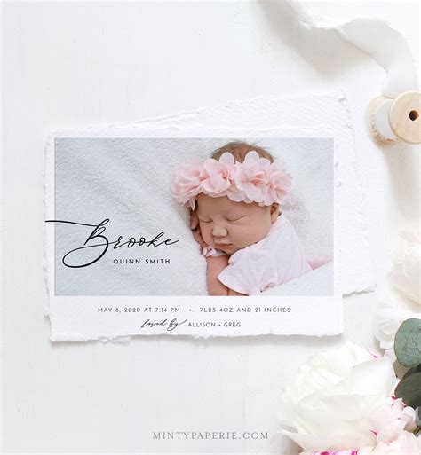 Photo Birth Announcement, Baby Announcement Card, Newborn, Modern, 100% ...