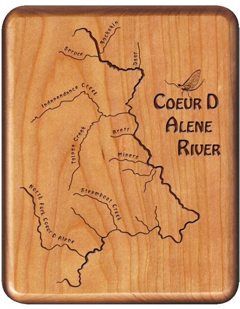 COEUR D ALENE RIVER Map Fly Fishing Fly Box by StoneflyStudio