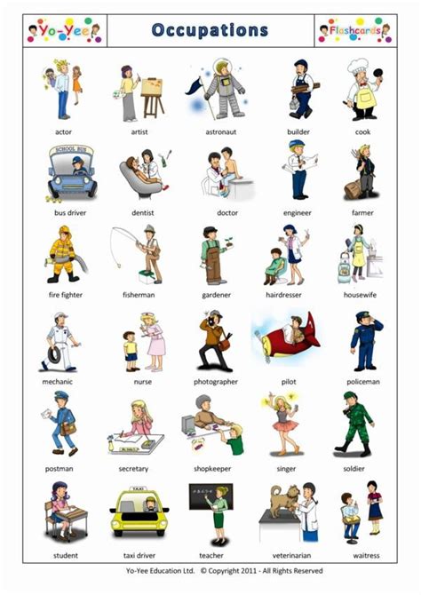 Occupations and Jobs Flashcards for Children