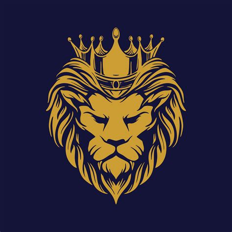 Gold lion head with crown 1936125 Vector Art at Vecteezy