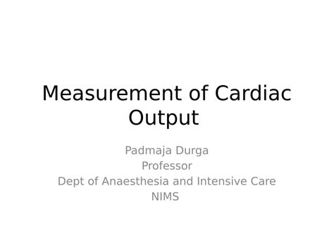 (PDF) cardiac output measurement techniques