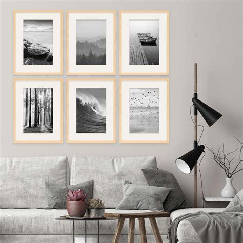 6er Set Poster-Bilderrahmen 30x40 cm Modern Natur MDF mit Passepartout ...