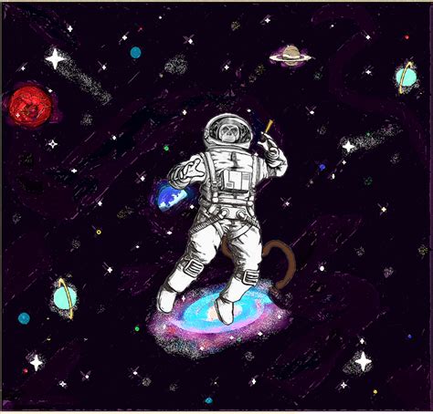 SPACE MONKEY (ART BY ME)... A SPACE MONKEY WITH A JOINT....YUP ...