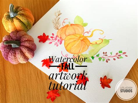 Watercolor fall artwork tutorial - Life-athon