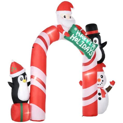 HOMCOM 10 ft. Giant Christmas Inflatables Archway with Santa for Yard ...