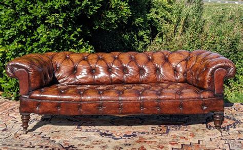 Stunning Victorian Leather Chesterfield Sofa - LA411291 | LoveAntiques.com