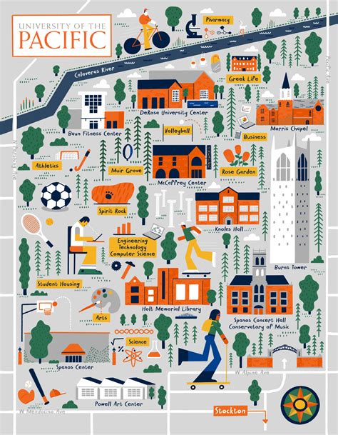 Illustrated Campus Map of University of the Pacific in Stockton ...