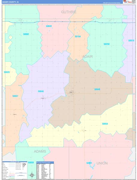 Adair County, IA Wall Map Color Cast Style by MarketMAPS - MapSales