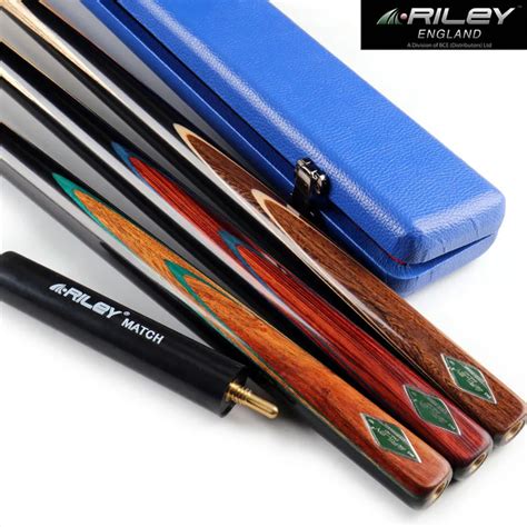 RILEY 3/4 Snooker Cues 9.8mm Tip with Snooker Cue Case Set Blue Black ...