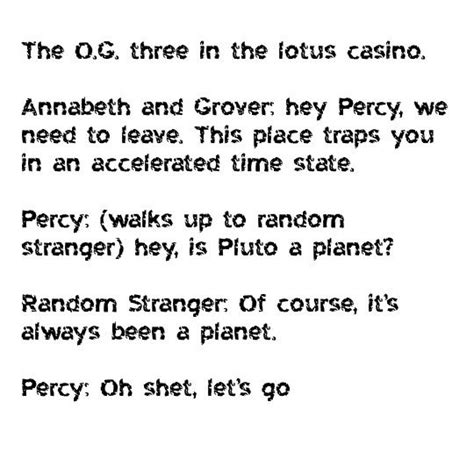 The O.G. Three in the Lotus Casino | Percy jackson funny, Percy jackson ...