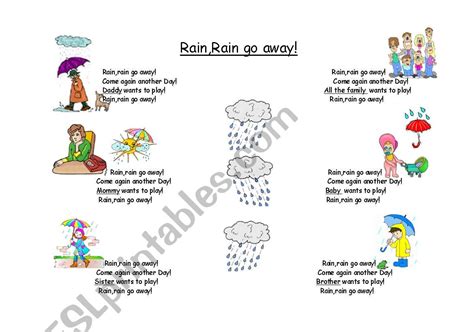 Rain,rain go away! A great song to teach! - ESL worksheet by Victoria ...